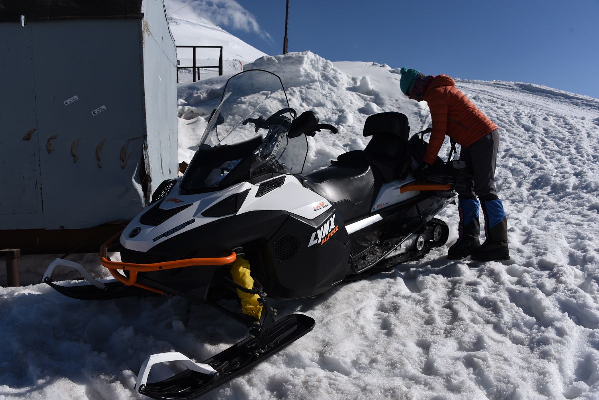 08D A Snowmobile Is Another Common Means Of Transporting People And Equipment On The Mountain On Mount Elbrus Climb